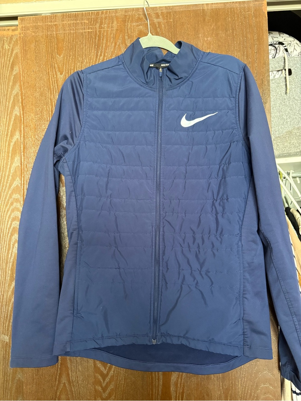 Nike Blue Quilted Full-Zip Athletic Running Jacket